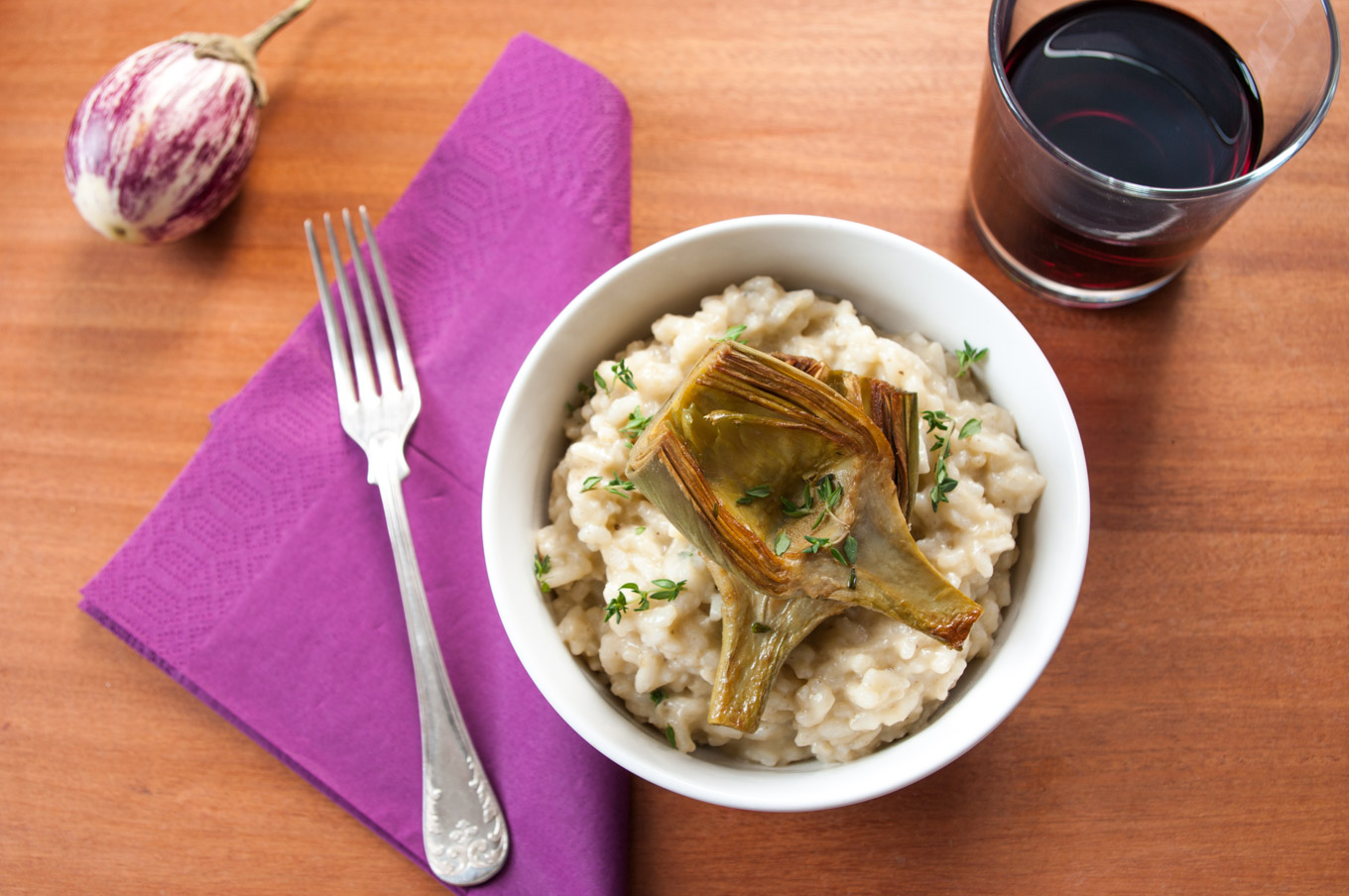 Aubergine risotto with artichokes • Delicious from scratch