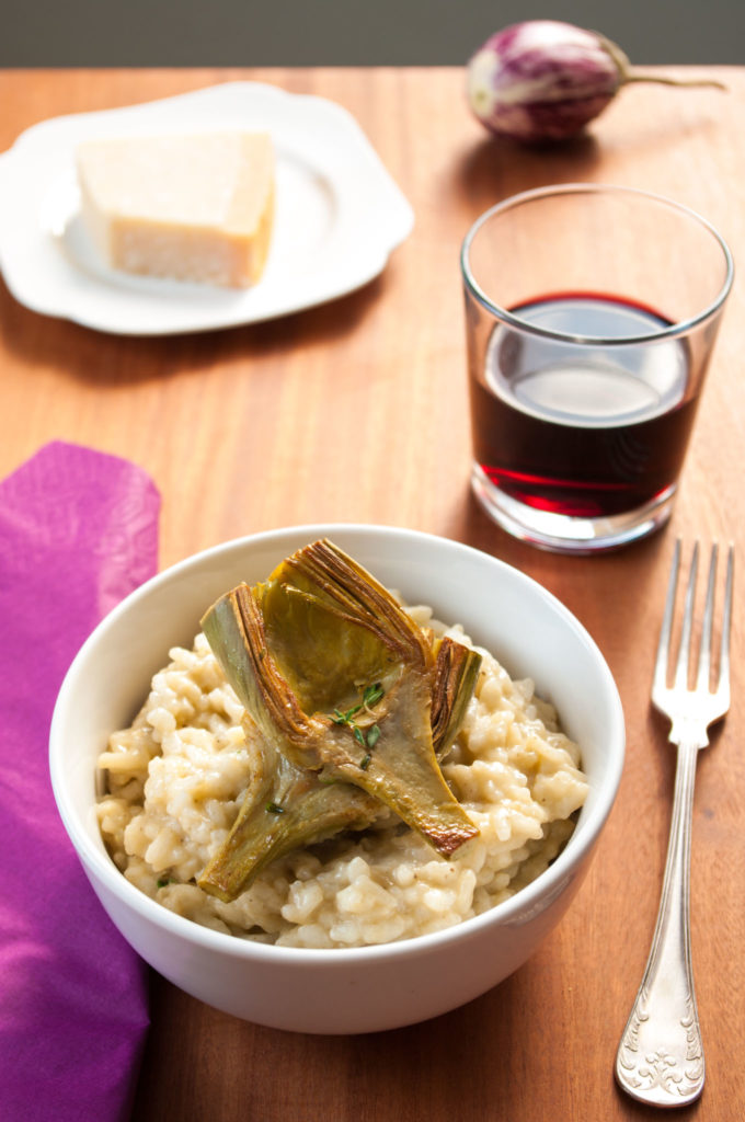 Aubergine risotto with artichokes • Delicious from scratch
