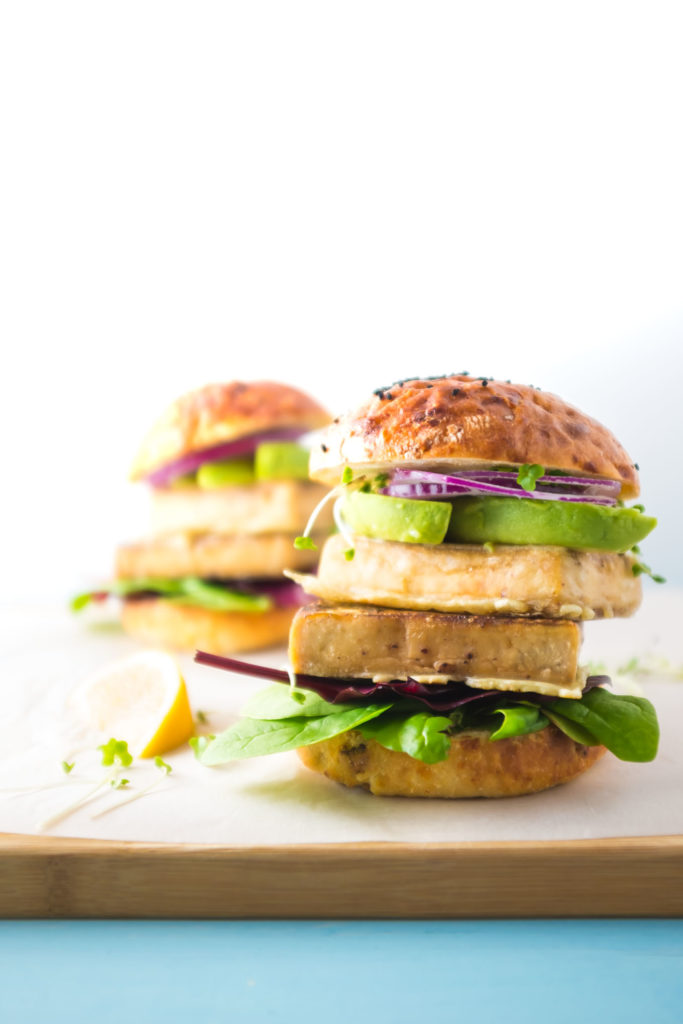Tofu tempura veggie burgers • Delicious from scratch