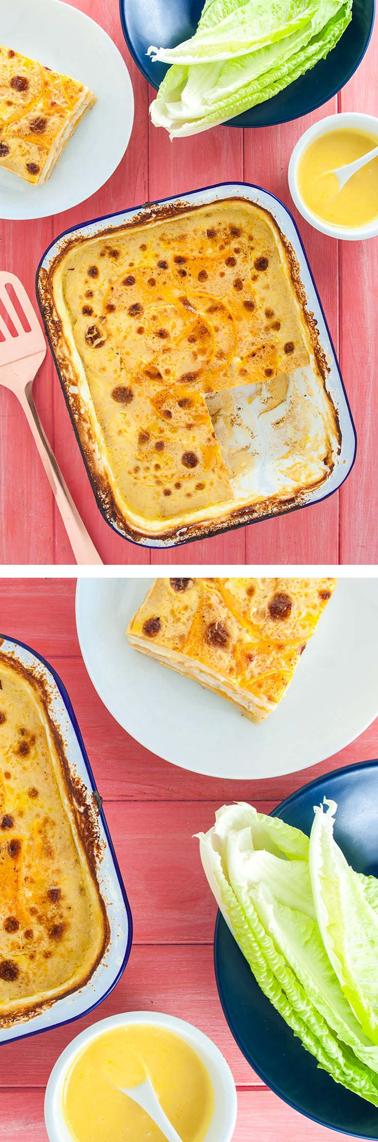 Potato, pumpkin and halloumi gratin • Delicious from scratch