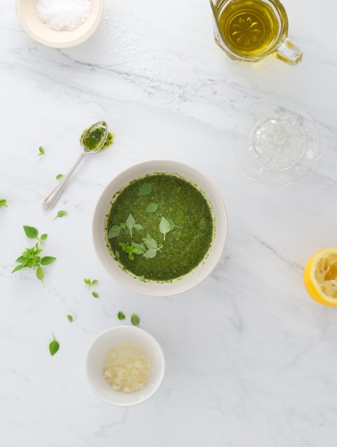 Three basil pesto recipe with Greek basil, Thai basil and sweet basil (vegan-friendly!)