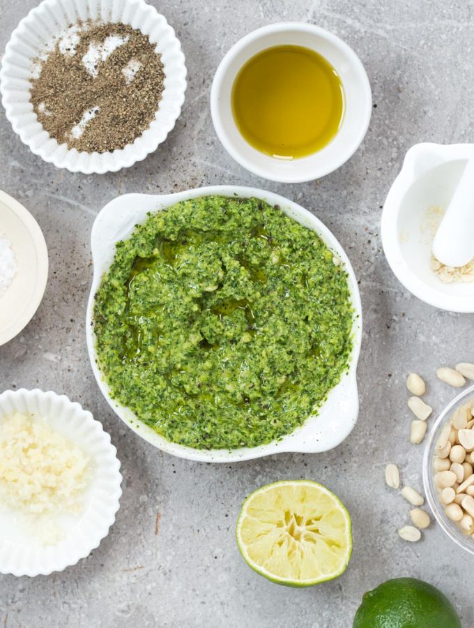 A bright, herby, zingy coriander pesto recipe that adds all kinds of flavour to vegetables and grains.