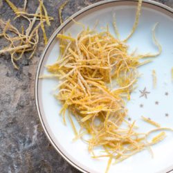 Candied pomelo recipe or candied citrus peel recipe for topping cakes and salads