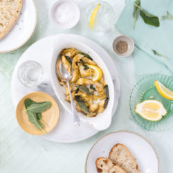 Roasted artichokes with sage – a super easy vegetarian side dish recipe with all kinds of flavour